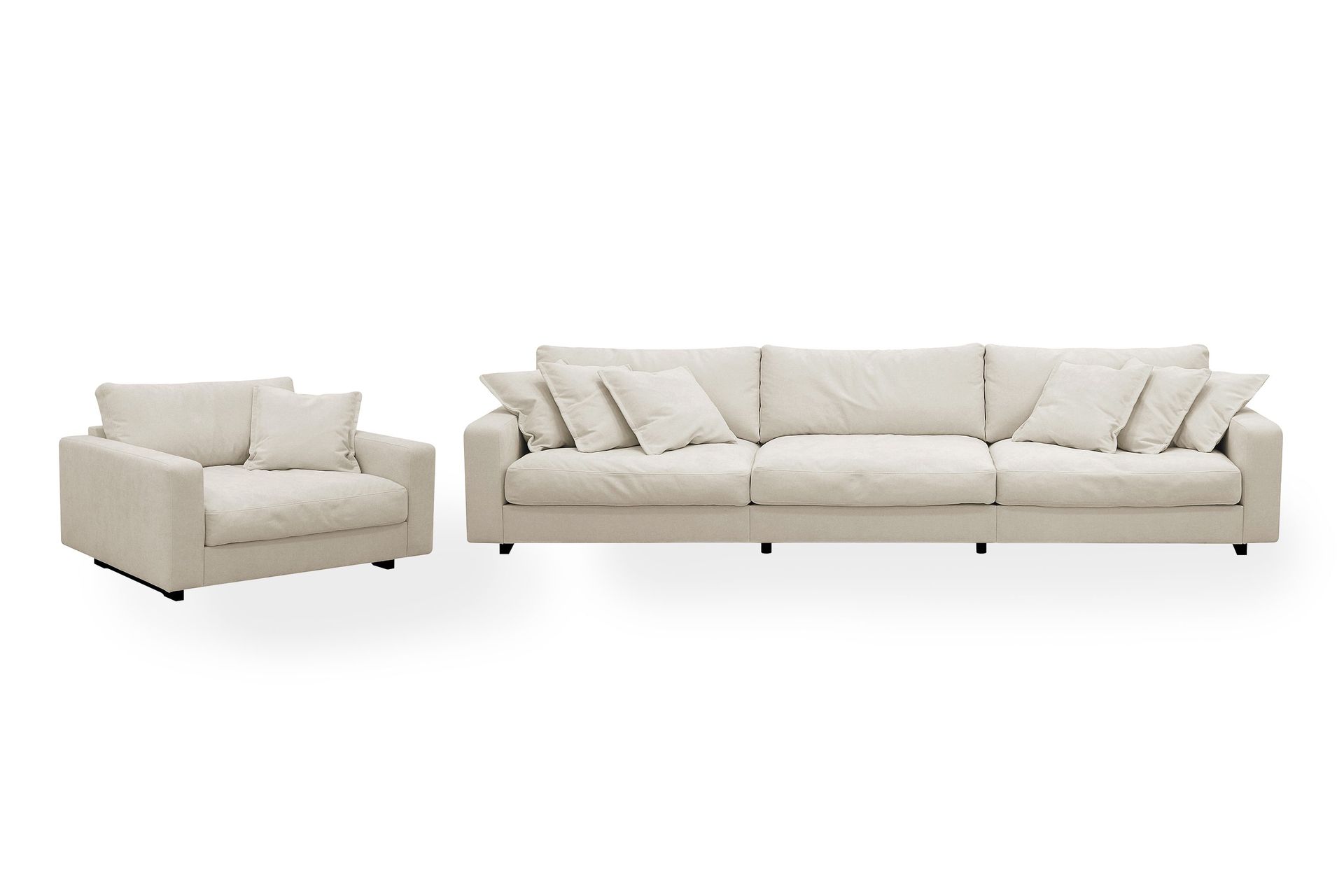 Valencia-sohvaryhmä extra syvä 5-istuttava sohva + nojatuoli, Beige